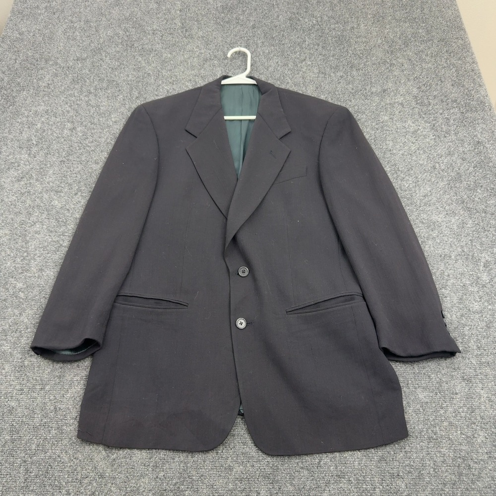 Vintage Monsieur Givenchy Blazer‎ Mens 42 Black Wool Herringbone Two Button
